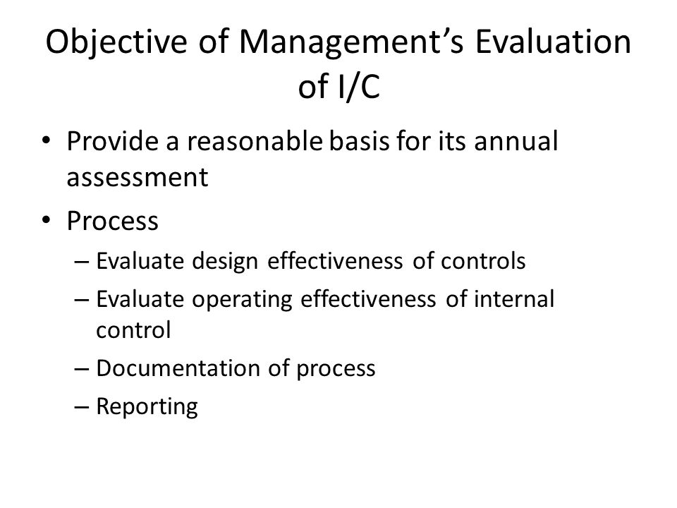 An evaluation of the internal controls